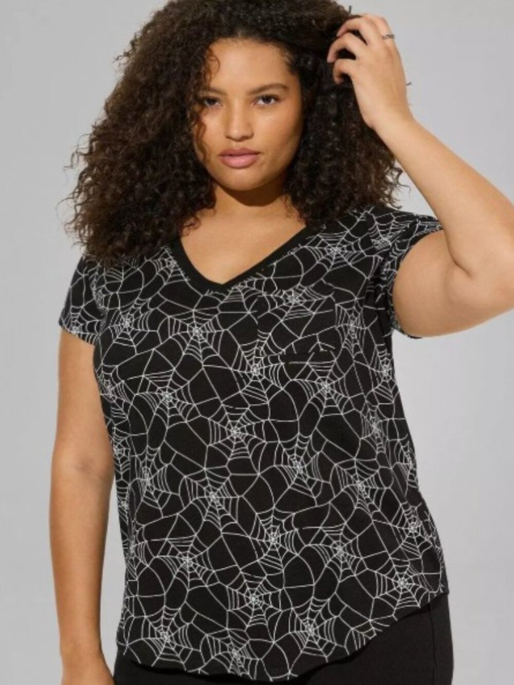 Torrid Heritage Slub V-Neck Spiderweb Pocket Tee - 2X